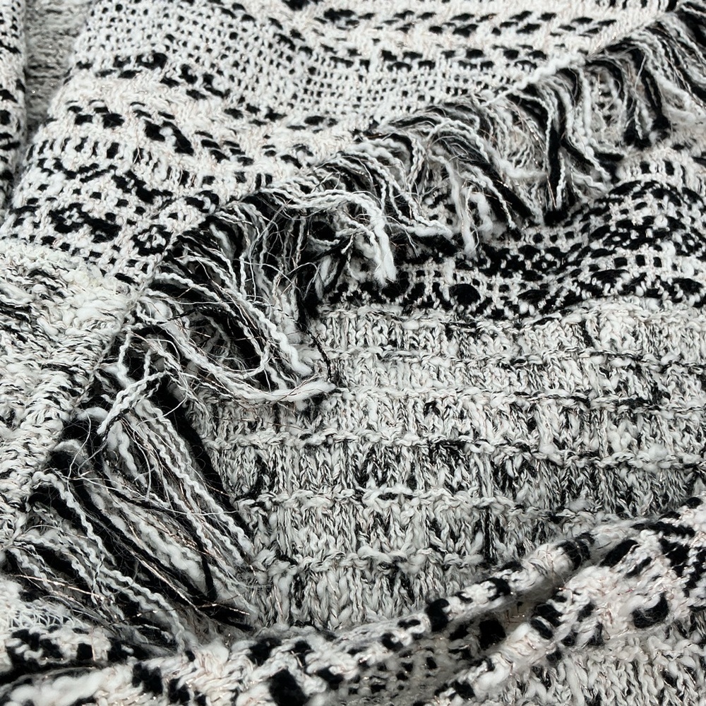 Lucky Brand Ladies Metallic Fringe Tweed Textured Knit Belted Sweater Cardigan - Picture 4 of 9